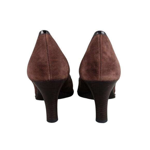 Sofft Shoes Womens 9.5 Pumps Heels Leather Fashion Peep Toe Classic Brown Bow - Picture 6 of 15